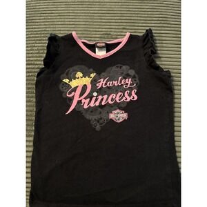 Harley-Davidson Shirt Girls 5 Black Pink Princess Motorcycle‎ Youth